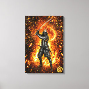 Oda Nobunaga Samurai Armor Fire 16x24 Canvas Print