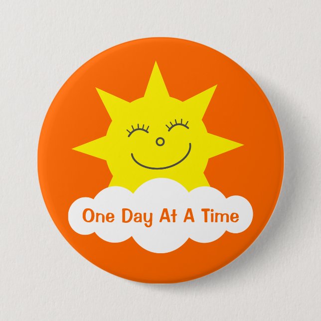 ODAAT Happy Cartoon Sun Customizable Orange Pinback Button (Front)