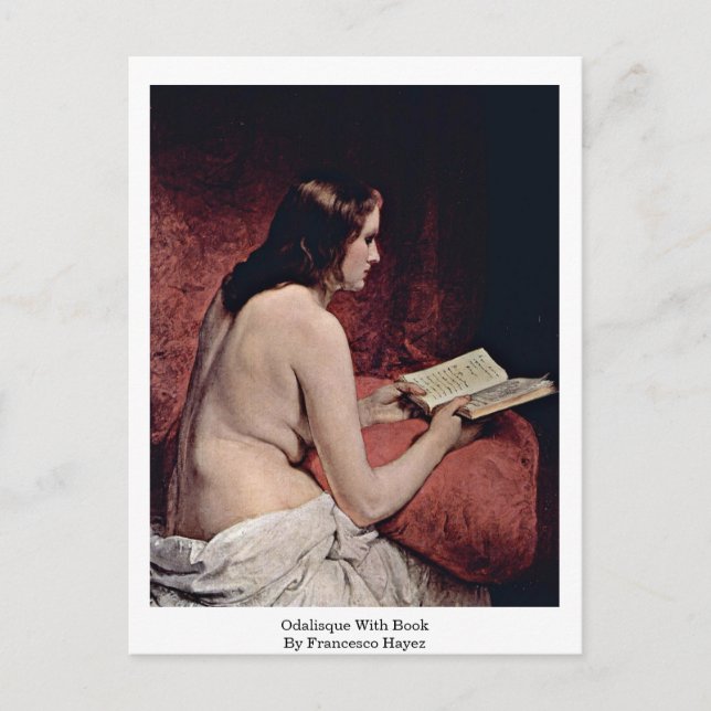 Odalisque With Book By Francesco Hayez Postcard (Front)