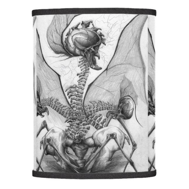 Odd Bone Fellow Goth Horror Skeleton Creature Art Lamp Shade (Front)