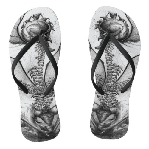 Odd Bone Fellow Skeleton Demon Horror Monster Art Flip Flops