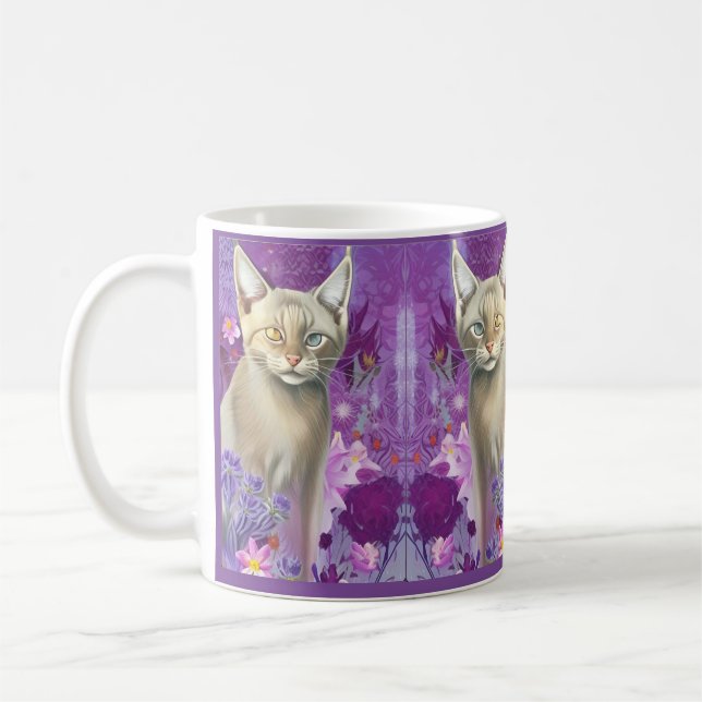 Odd Eyed Siamese Kitten in pink Coffee Mug (Left)