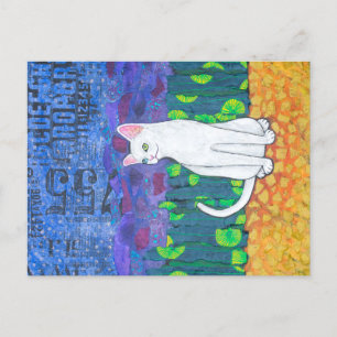 Odd Eyed White Cat Postcard