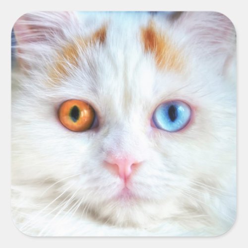 Odd_Eyed White Persian Cat Square Sticker