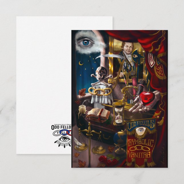 Odd Fellows Symbolic Vanitas Thank You Card (Front/Back)