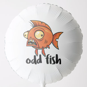 Odd Fish Quirky Funny Orange Goldfish Cartoon Balloon