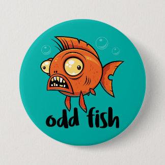 Odd Fish Quirky Funny Orange Goldfish Cartoon Button