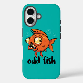 Odd Fish Quirky Funny Orange Goldfish Cartoon iPhone 16 Case