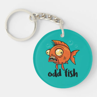 Odd Fish Quirky Funny Orange Goldfish Cartoon Keychain