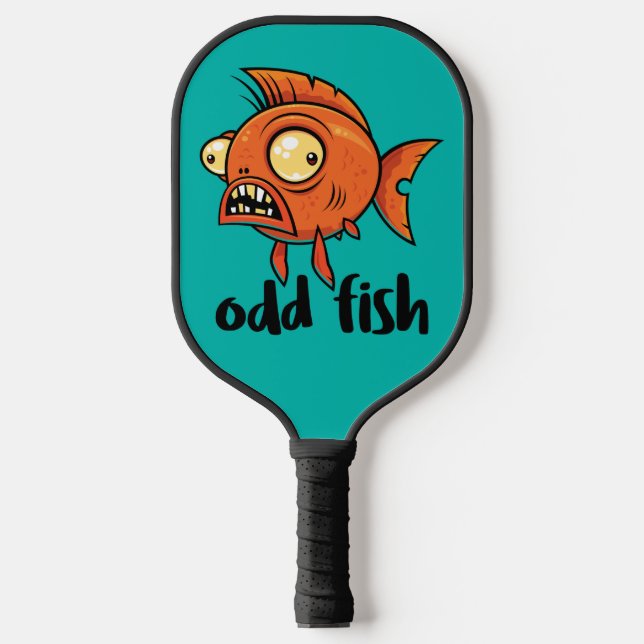 Odd Fish Quirky Funny Orange Goldfish Cartoon Pickleball Paddle (Front)
