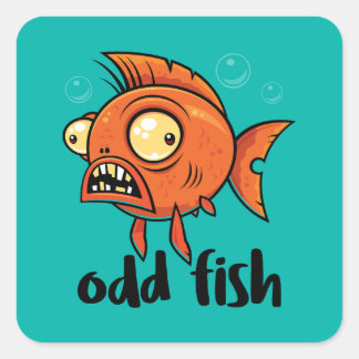 Odd Fish Quirky Funny Orange Goldfish Cartoon Square Sticker