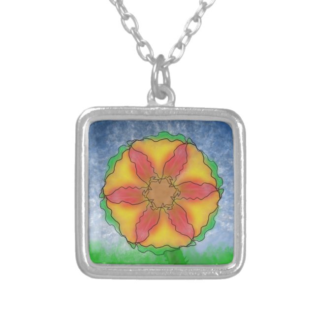 Odd Flower Silver Plated Necklace (Front)