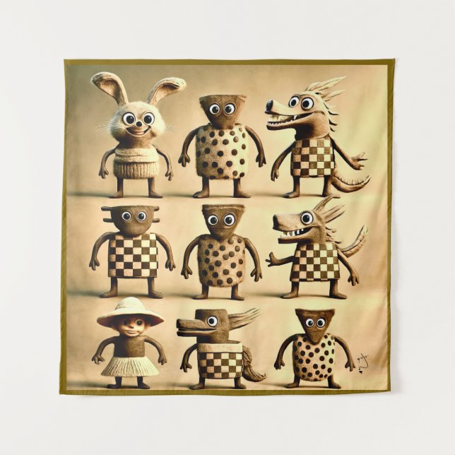 Odd Friends – Checker & Dots Creature Family Poste Tapestry (Front)