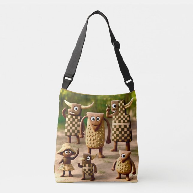 Odd Friends – Forest Checker & Dots Clan Poster Crossbody Bag (Front)
