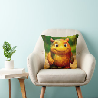 Odd Friends – Rainbow Tile Monster Poster Throw Pillow