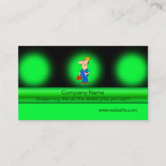 Odd-job mechanic on green metallic-effect business card