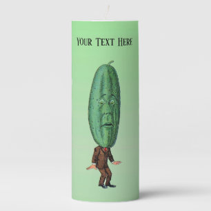 Odd Man Big Green Pickle Head Face Brown Suit Pillar Candle