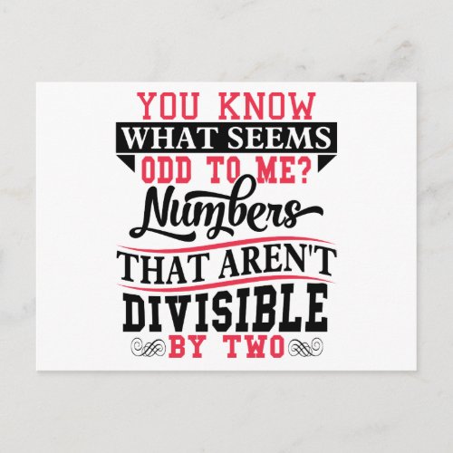 Odd Numbers Math Pun Math Teacher Postcards