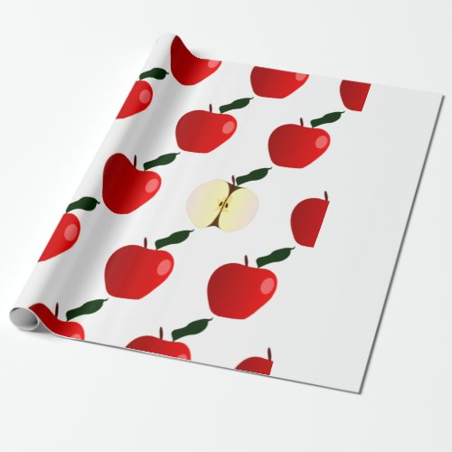 Odd One Out Seamless Red Apple Background Wrapping Paper