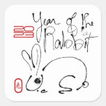 Odd Rabbit Original Ink Drawing Chinese Year Birth Square Sticker at Zazzle