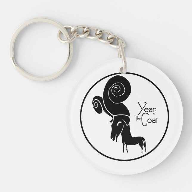 Odd Ram Goat Chinese Year Zodiac Birthday Monogram Keychain (Front)