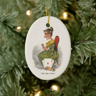 Odd Trick Victorian Caricature Striped Dress Woman Ceramic Ornament