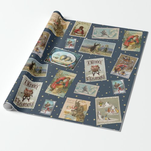 Odd Victorian Christmas Cards Wrapping Paper