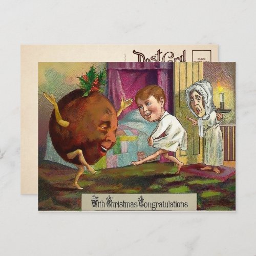 Odd Victorian Christmas Congratulations Postcard