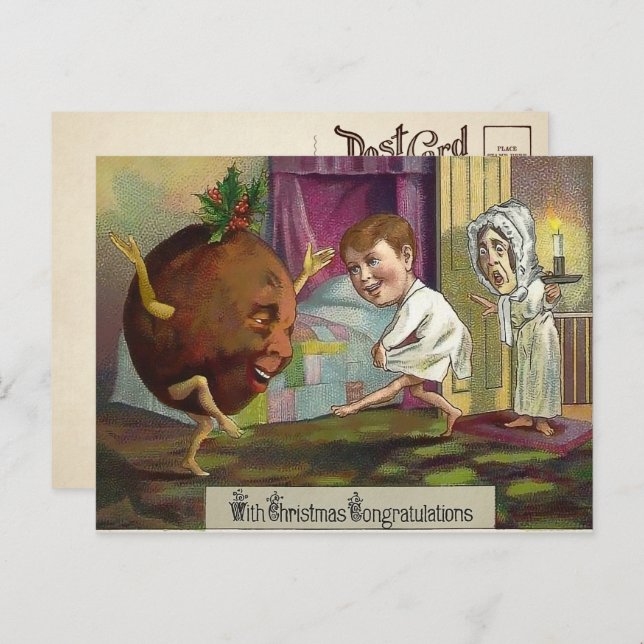 Odd Victorian Christmas Congratulations Postcard (Front/Back)