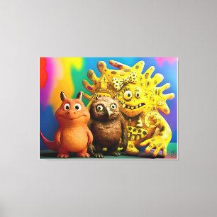 OddFriends – Colorful Fantasy Creature Trio Canvas Print