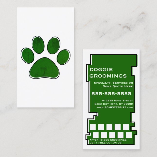 oddRex dog groomings stamp card (Front/Back)