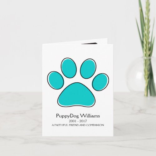 oddRex paw pet loss memorial card