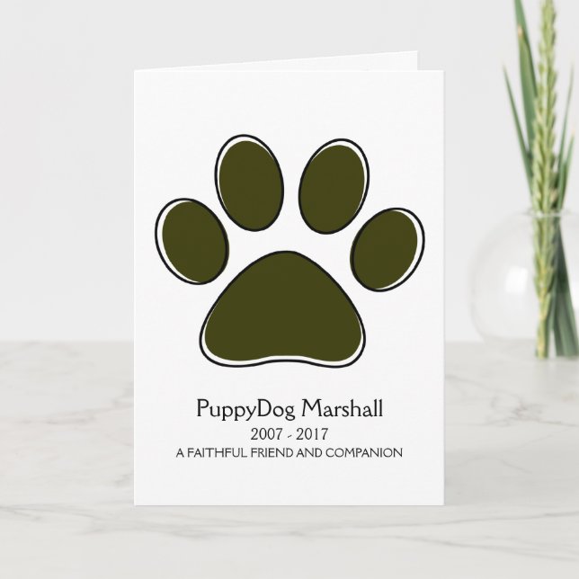 oddRex paw pet loss memorial card (Front)