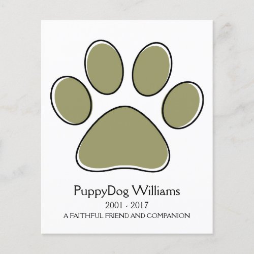 oddRex paw pet loss memorial card