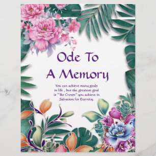 Ode to A Memory Poetry Personalized Paper