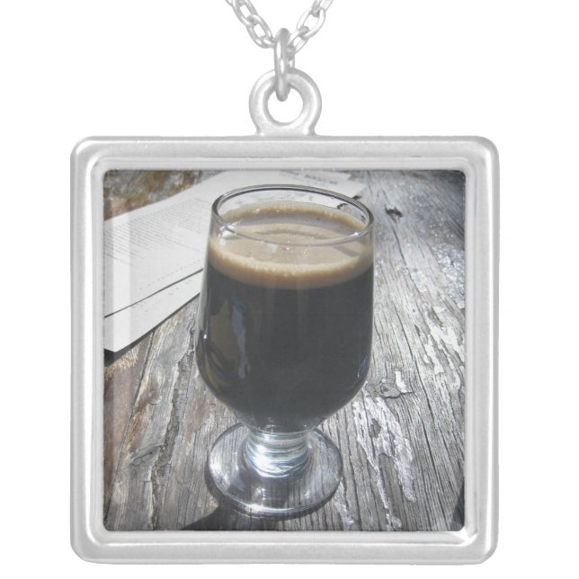 Ode to chocolate stouts silver plated necklace (Front)