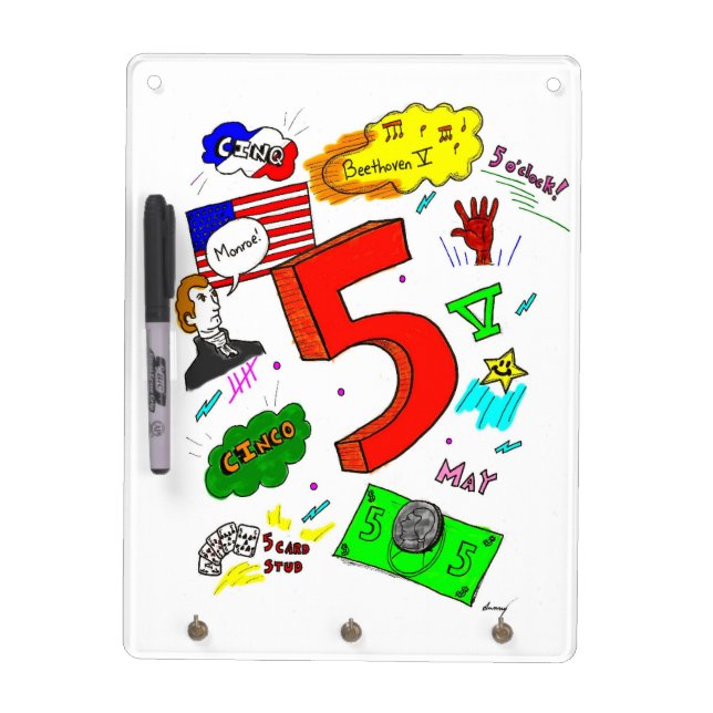 Ode to Five Dry Erase Board w/ Keyholders (Front)