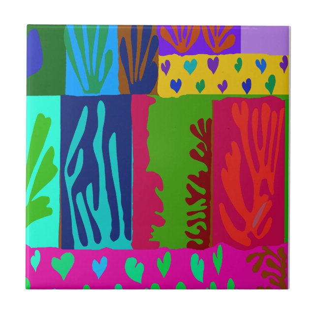 Ode to Matisse Collage Ceramic Tile (Front)