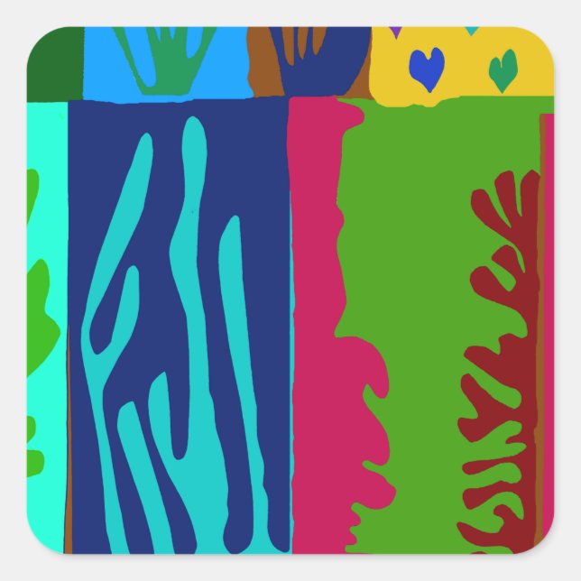 Ode to Matisse Collage Square Sticker (Front)