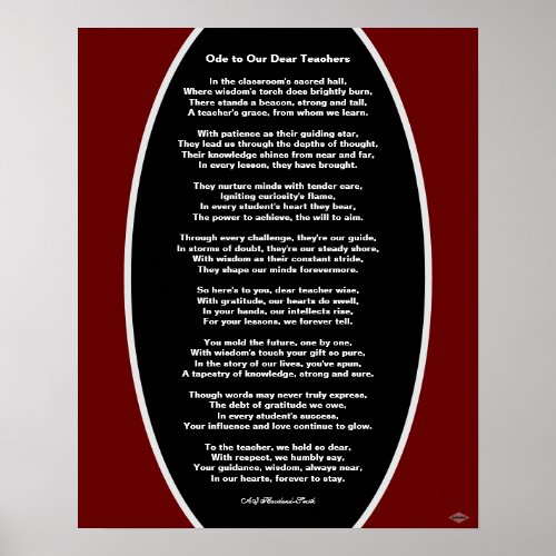 Ode to Our Dear Teachers Poem Poster HAMbyWG