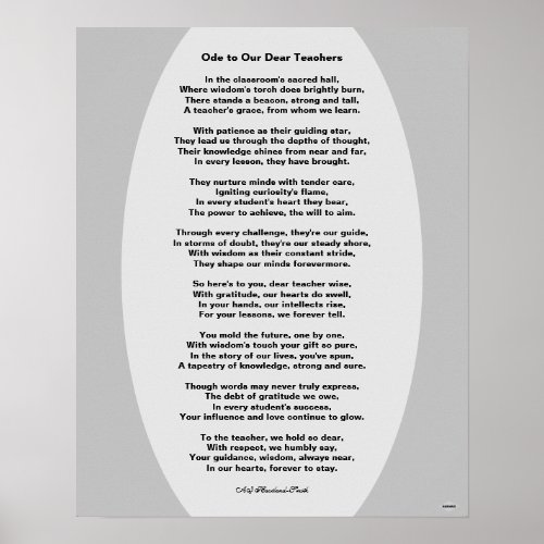 Ode to Our Dear Teachers Poem Poster HAMbyWG