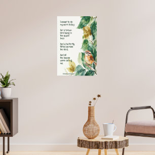 Ode to Spring Poem with Brown Bird Wren Poster