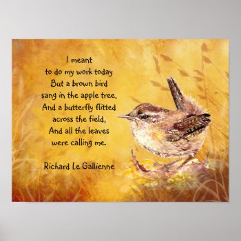 Ode To Spring Poem With Brown Bird Wren Poster by countrymousestudio at Zazzle