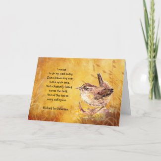 Ode to Spring Watercolor Brown Bird Poem Card