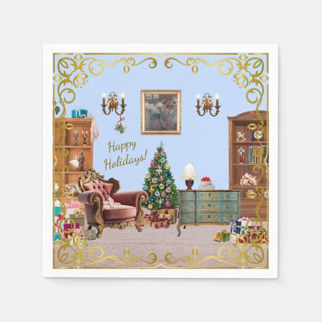 Ode to The Nutcracker Ballet Blue Napkins (Front)