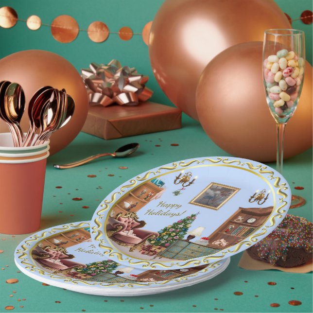 Ode to The Nutcracker Ballet Blue  Paper Plates (Multi)