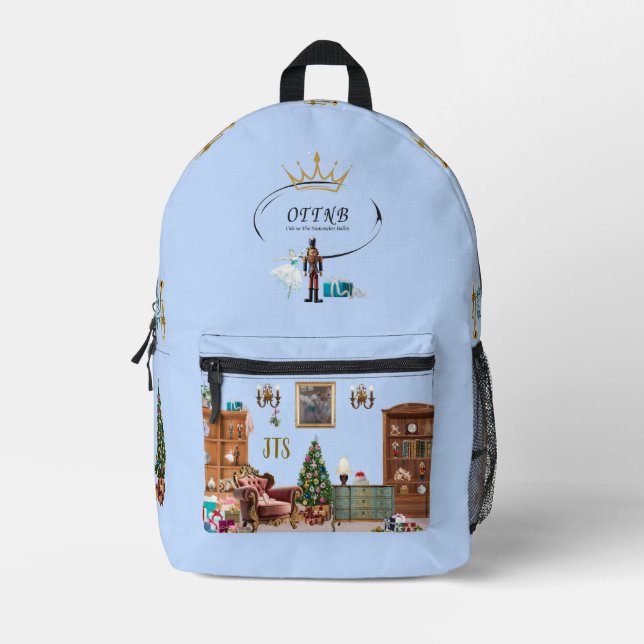 Ode to The Nutcracker Ballet Blue Printed Backpack (Front)