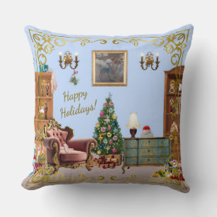 Ode to The Nutcracker Ballet Blue Throw Pillow
