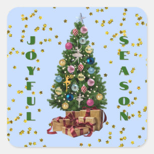 Ode to The Nutcracker Ballet Blue Tree Square Sticker