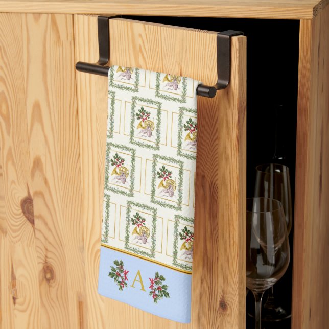 Ode to The Nutcracker Ballet Garland Blue Accent Kitchen Towel (Thirds Fold)